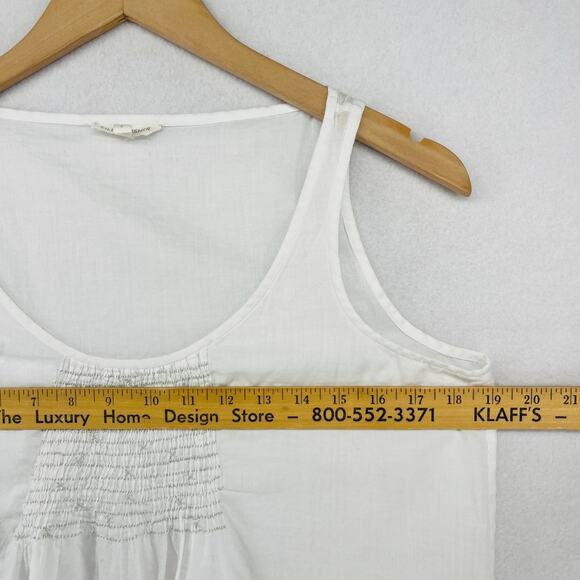 EILEEN FISHER Tank Top S Organic Cotton Voile Sheer Smocked Shell White - Picture 13 of 15